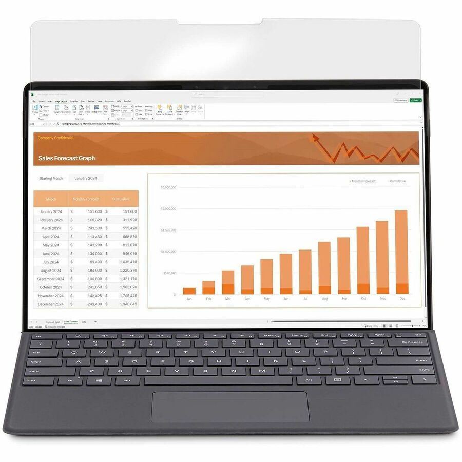 StarTech.com 4-Way 12.4in Surface Laptop Go 1/2/3 Privacy Screen Filter, For Portrait/Landscape, Touch-Enabled, +/- 30 Deg. View, Matte — 124SL-PRIVACY-SCREEN