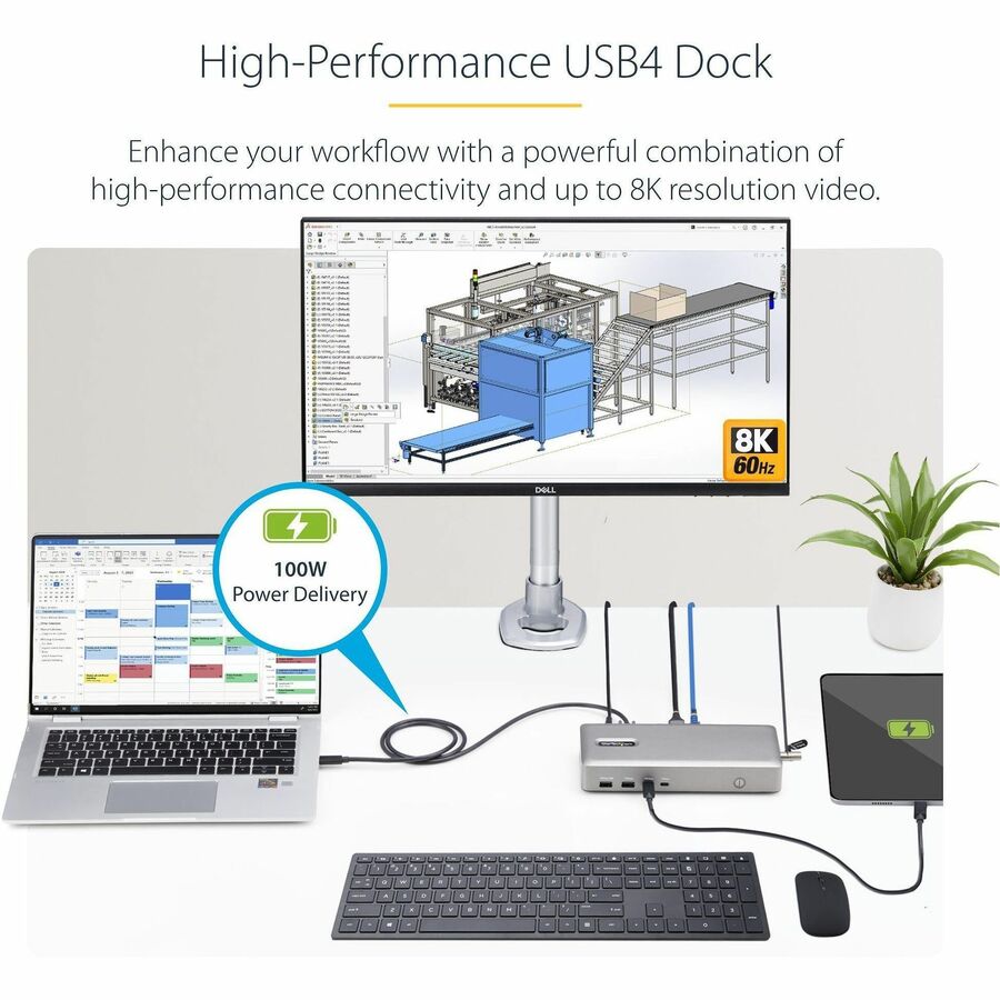 StarTech.com USB4 Docking Station, USB-C 40Gbps, up to Dual 4K 60Hz HDMI, Multi-Monitor Dock, 6-Port USB Hub, 2.5GbE, 100W Power Delivery — 155NA-USB4-DOCK