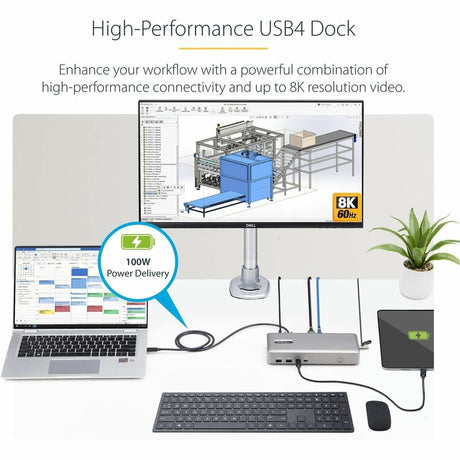 StarTech.com USB4 Docking Station, USB-C 40Gbps, up to Dual 4K 60Hz HDMI, Multi-Monitor Dock, 6-Port USB Hub, 2.5GbE, 100W Power Delivery — 155NA-USB4-DOCK