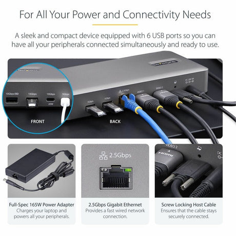 StarTech.com USB4 Docking Station, USB-C 40Gbps, up to Dual 4K 60Hz HDMI, Multi-Monitor Dock, 6-Port USB Hub, 2.5GbE, 100W Power Delivery — 155NA-USB4-DOCK
