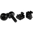 StarTech.com 50pc 10-32 Server Rack Cage Nuts and Screws w/Washers - Network/IT Rack Mount Hardware Kit - Clip/Captive Nuts & Bolts Black — CABSCREW1032