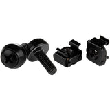 StarTech.com 50pc 10-32 Server Rack Cage Nuts and Screws w/Washers - Network/IT Rack Mount Hardware Kit - Clip/Captive Nuts & Bolts Black — CABSCREW1032