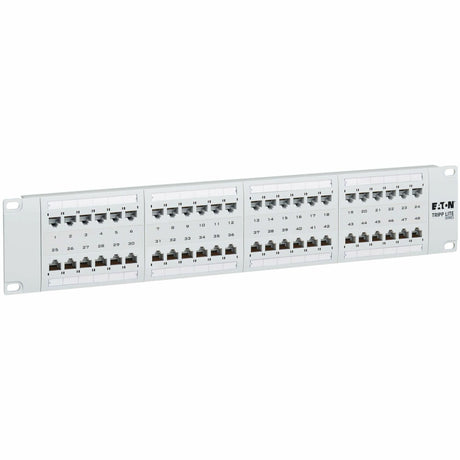 Eaton Tripp Lite Series 48-Port Cat6 Patch Panel - 4PPoE Compliant, 110/Krone, 568A/B, RJ45 Ethernet, 2U Rack-Mount, White, TAA — N252-P48-WH