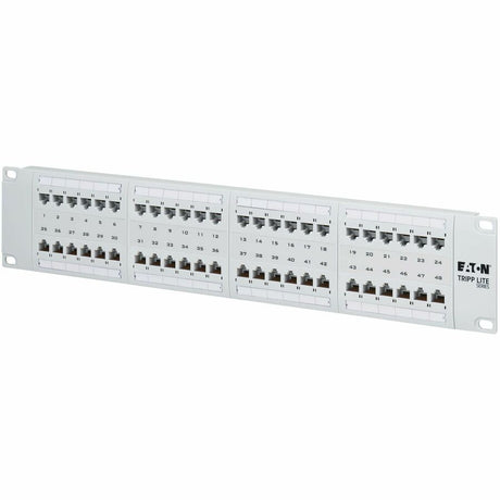 Eaton Tripp Lite Series 48-Port Cat6 Patch Panel - 4PPoE Compliant, 110/Krone, 568A/B, RJ45 Ethernet, 2U Rack-Mount, White, TAA — N252-P48-WH
