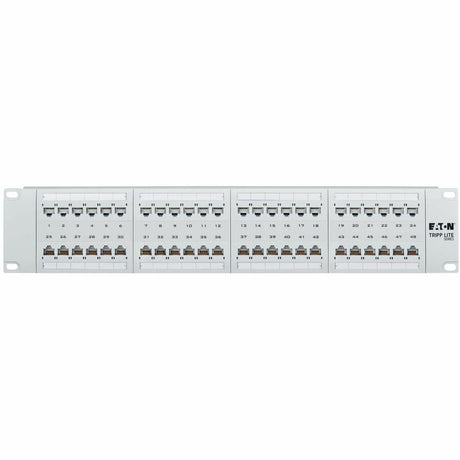 Eaton Tripp Lite Series 48-Port Cat6 Patch Panel - 4PPoE Compliant, 110/Krone, 568A/B, RJ45 Ethernet, 2U Rack-Mount, White, TAA — N252-P48-WH