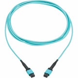 Eaton Tripp Lite Series 100G Multimode 50/125 OM4 Fiber Optic Cable (12F MPO/MPO-PC F/F), Type-A Polarity, OFNP, Aqua, 4 m (13.1 ft.), TAA — N845A-04M-12TAA