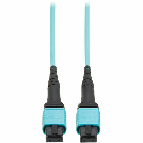 Eaton Tripp Lite Series 100G Multimode 50/125 OM4 Fiber Optic Cable (12F MPO/MPO-PC F/F), Type-A Polarity, OFNP, Aqua, 4 m (13.1 ft.), TAA — N845A-04M-12TAA