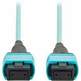 Eaton Tripp Lite Series 100G Multimode 50/125 OM4 Fiber Optic Cable (12F MPO/MPO-PC F/F), Type-A Polarity, OFNP, Aqua, 4 m (13.1 ft.), TAA — N845A-04M-12TAA