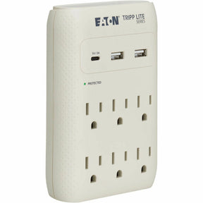 Eaton Tripp Lite Series Protect It! 6-Outlet Surge Protector - 5-15R Outlets, USB-C and USB-A Ports, 5-15P Direct Plug-In, 1080 Joules, Gray — SK60C