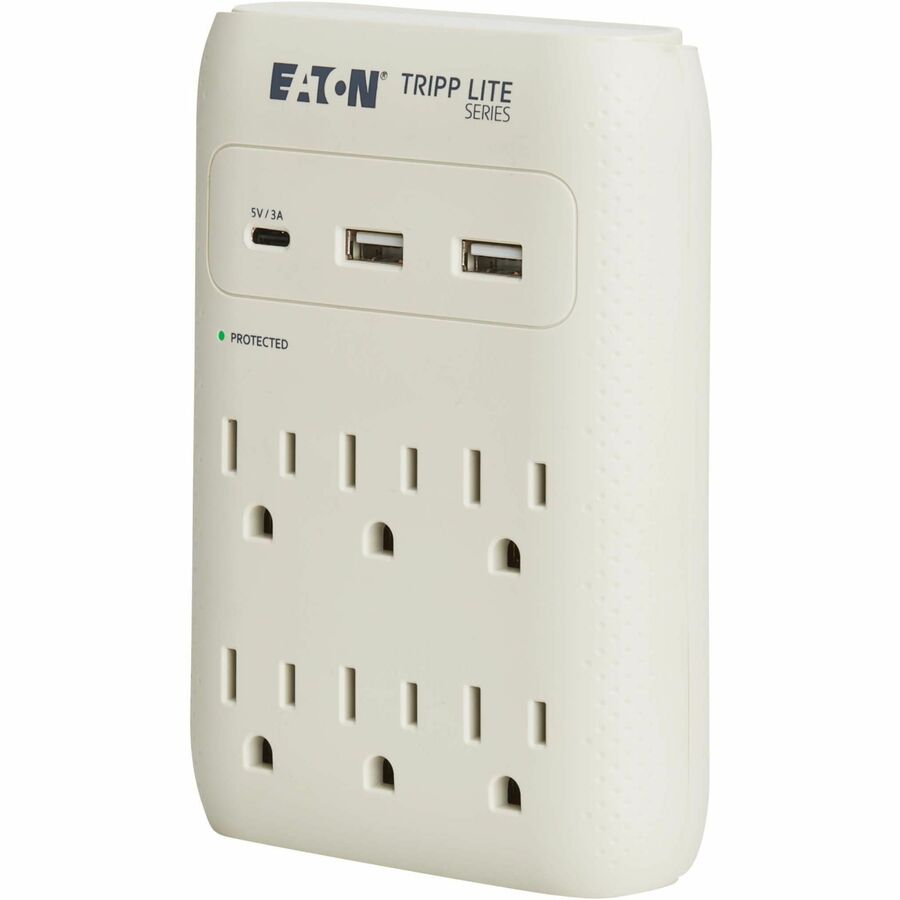 Eaton Tripp Lite Series Protect It! 6-Outlet Surge Protector - 5-15R Outlets, USB-C and USB-A Ports, 5-15P Direct Plug-In, 1080 Joules, Gray — SK60C