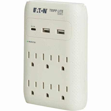 Eaton Tripp Lite Series Protect It! 6-Outlet Surge Protector - 5-15R Outlets, USB-C and USB-A Ports, 5-15P Direct Plug-In, 1080 Joules, Gray — SK60C
