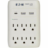Eaton Tripp Lite Series Protect It! 6-Outlet Surge Protector - 5-15R Outlets, USB-C and USB-A Ports, 5-15P Direct Plug-In, 1080 Joules, Gray — SK60C