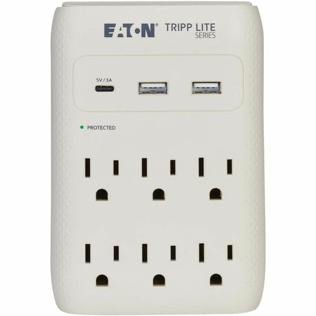 Eaton Tripp Lite Series Protect It! 6-Outlet Surge Protector - 5-15R Outlets, USB-C and USB-A Ports, 5-15P Direct Plug-In, 1080 Joules, Gray — SK60C