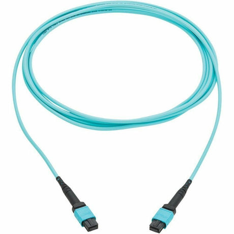 Eaton Tripp Lite Series 100G Multimode 50/125 OM4 Fiber Optic Cable (12F MPO/MPO-PC F/F), Type-B Polarity, OFNP, Aqua, 4 m (13.1 ft.), TAA — N845B-04M-12TAA