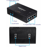TRENDnet 65W 4-Port Gigabit PoE+ Injector, TPE-147GI, 4 x Gigabit Ports(Data in), 4 x gigabit PoE Ports(Data + PoE Out), Multi-Port PoE+ Injector up to 100m(328 ft.), Add PoE+ Power to Non-PoE Switch — TPE-147GI