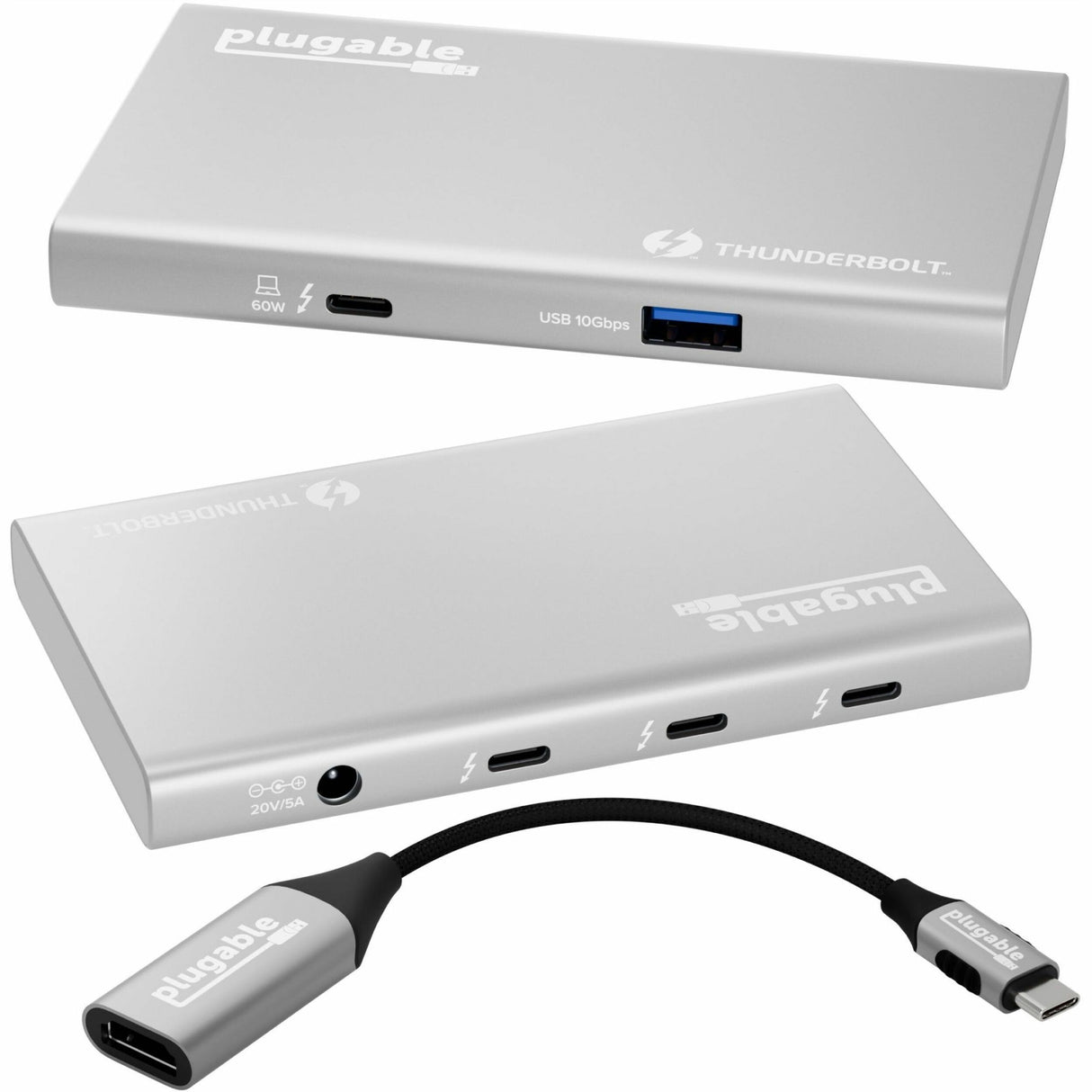 Plugable USB4 Hub, 5-in-1 Thunderbolt 4 Hub with 60W Charging, Single 8K or Dual 4K Display — USB4-HUB3A