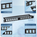 TRENDnet 24-Port Blank Angled Keystone Shielded 1U Patch Panel, TC-KP24SA, STP, Cat6A, Cat5, Cat5e, Cat6, 19" Rackmount Design, Black — TC-KP24SA