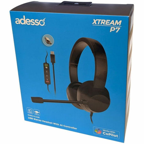 Adesso Xtream P7 Wired Stereo Headset With AI Controls — Xtream P7