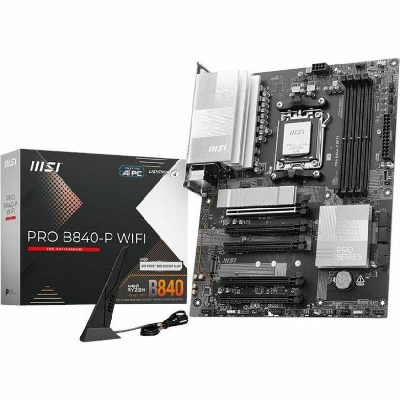 MSI Pro B840-P WIFI Gaming Desktop Motherboard - AMD B840 Chipset - Socket AM5 - ATX — PROB840PWIFI