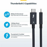 StarTech.com 1.5ft (50cm) Thunderbolt 5 Cable, 80Gbps/120Gbps, 240W PD, 8K 60Hz, Certified Thunderbolt Cable, Compatible w/TB4/USB-C — TBLT5MM50CM240W