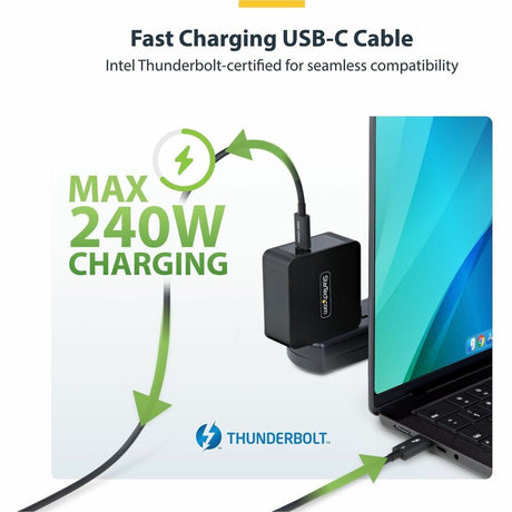 StarTech.com 1.5ft (50cm) Thunderbolt 5 Cable, 80Gbps/120Gbps, 240W PD, 8K 60Hz, Certified Thunderbolt Cable, Compatible w/TB4/USB-C — TBLT5MM50CM240W