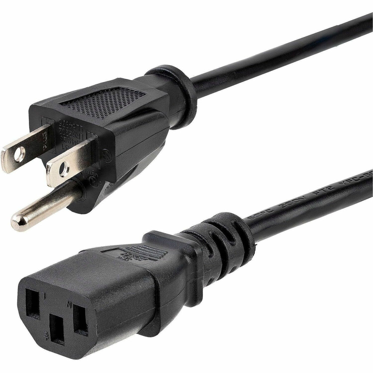 StarTech.com 6ft 1(1.8m) Computer Power Cord, NEMA 5-15P to C13, 10A 125V, 18AWG, Black Replacement AC PC Power Cord, TV/Monitor Power Cable — PXT101