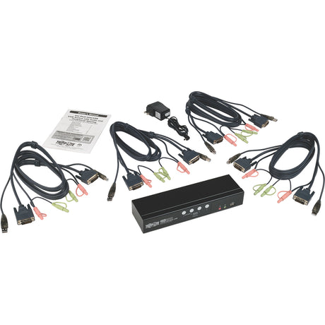 Eaton Tripp Lite Series 4-Port DVI Dual-Link / USB KVM Switch with Audio and Cables, TAA — B004-DUA4-HR-K