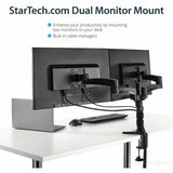 StarTech.com Desk Mount Dual Monitor Arm, Dual Articulating Monitor Arm, Height Adjustable, For VESA Monitors up to 24" (29.9lb/13.6kg) — ARMDUAL
