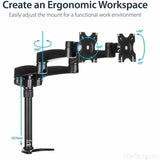 StarTech.com Desk Mount Dual Monitor Arm, Dual Articulating Monitor Arm, Height Adjustable, For VESA Monitors up to 24" (29.9lb/13.6kg) — ARMDUAL