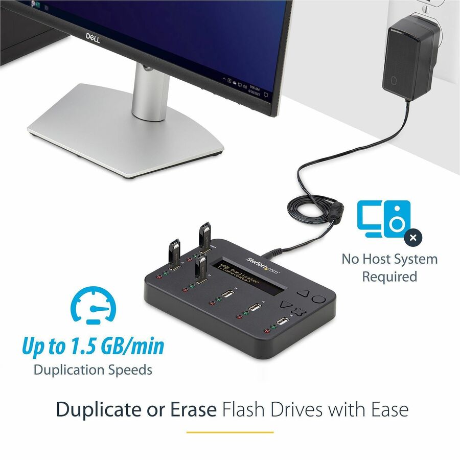 StarTech.com Standalone 1 to 5 USB Thumb Drive Duplicator/Eraser, USB Flash Drive Copier/Cloner, Sector-by-Sector Copy, Sanitizer, TAA — USBDUP15