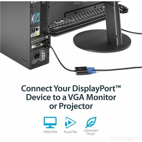 StarTech.com DisplayPort to VGA Adapter, Active DP to VGA Converter, 1080p Video, DP to VGA Adapter Dongle (Digital to Analog), DP 1.2 — DP2VGA3
