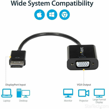 StarTech.com DisplayPort to VGA Adapter, Active DP to VGA Converter, 1080p Video, DP to VGA Adapter Dongle (Digital to Analog), DP 1.2 — DP2VGA3