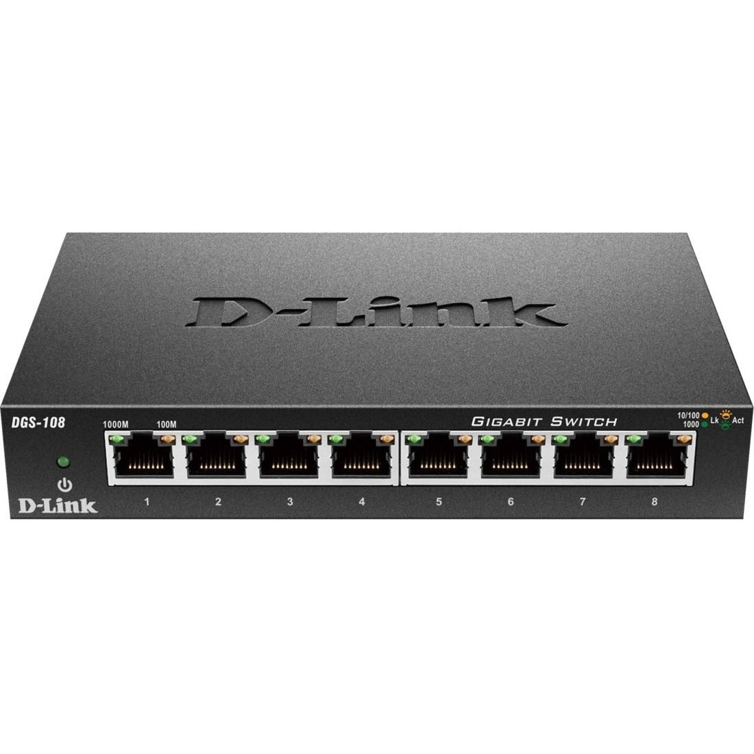 D-Link DGS-108 8 Port Gigabit Unmanaged Metal Desktop Switch — DGS-108