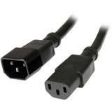 StarTech.com 6ft (1.8m) Heavy Duty Extension Cord, IEC C14 to IEC C13 Black Extension Cord, 15A 125V, 14AWG, Heavy Gauge Power Cable — PXT100146
