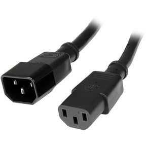 StarTech.com 6ft (1.8m) Heavy Duty Extension Cord, IEC C14 to IEC C13 Black Extension Cord, 15A 125V, 14AWG, Heavy Gauge Power Cable — PXT100146