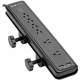 Eaton Tripp Lite Series Protect It! 6-Outlet Clamp-Mount Surge Protector, 6 ft. (1.83 m) Cord, 2100 Joules, 2 x USB Charging ports (2.1A total) — TLP606DMUSB