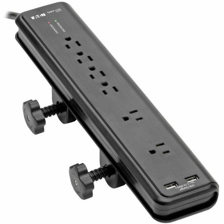Eaton Tripp Lite Series Protect It! 6-Outlet Clamp-Mount Surge Protector, 6 ft. (1.83 m) Cord, 2100 Joules, 2 x USB Charging ports (2.1A total) — TLP606DMUSB