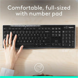 Logitech K270 Wireless Keyboard for Windows, 2.4 GHz Wireless, Full-Size, Number Pad, Black — 920-003051