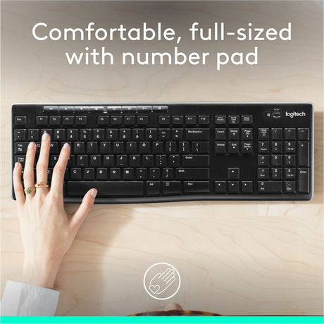 Logitech K270 Wireless Keyboard for Windows, 2.4 GHz Wireless, Full-Size, Number Pad, Black — 920-003051