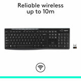 Logitech K270 Wireless Keyboard for Windows, 2.4 GHz Wireless, Full-Size, Number Pad, Black — 920-003051