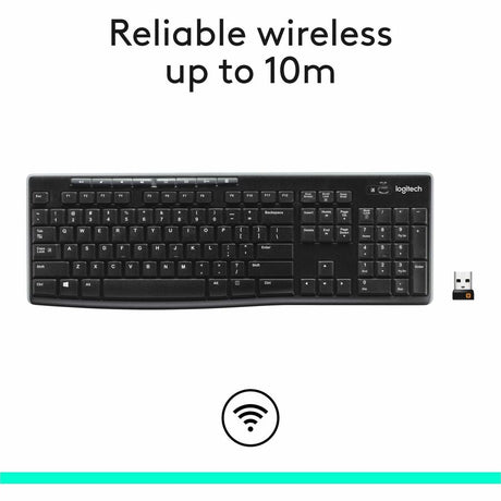 Logitech K270 Wireless Keyboard for Windows, 2.4 GHz Wireless, Full-Size, Number Pad, Black — 920-003051