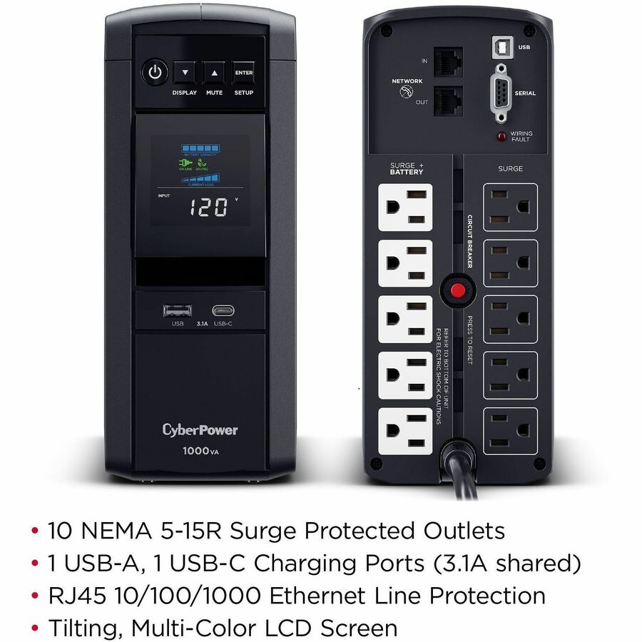 CyberPower CP1000PFCLCD PFC Sinewave UPS Systems — CP1000PFCLCD