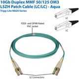 Eaton Tripp Lite Series 10Gb Duplex Multimode 50/125 OM3 LSZH Fiber Patch Cable (LC/LC) - Aqua, 1M (3 ft.) — N820-01M