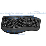 Adesso 2.4GHz Wireless Ergonomic Touchpad Keyboard — WKB-4500UB