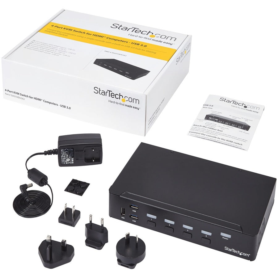 StarTech.com 4-Port HDMI KVM Switch - Built-in USB 3.0 Hub for Peripheral Devices - 1080p — SV431HDU3A2