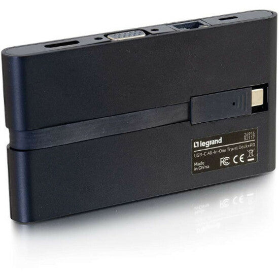 C2G USB C Dock with HDMI, VGA, Ethernet, USB, SD & Power Delivery up to 100W — 26916