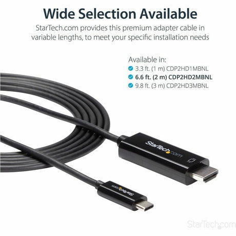 StarTech.com 6ft (2m) USB C to HDMI Cable - 4K 60Hz USB Type C DP Alt Mode to HDMI 2.0 Video Display Adapter Cable - Works w/Thunderbolt 3 — CDP2HD2MBNL
