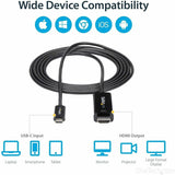 StarTech.com 6ft (2m) USB C to HDMI Cable - 4K 60Hz USB Type C DP Alt Mode to HDMI 2.0 Video Display Adapter Cable - Works w/Thunderbolt 3 — CDP2HD2MBNL