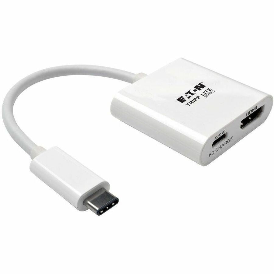Eaton Tripp Lite Series USB-C to HDMI Adapter with PD Charging, HDCP, White — U444-06N-H4-C