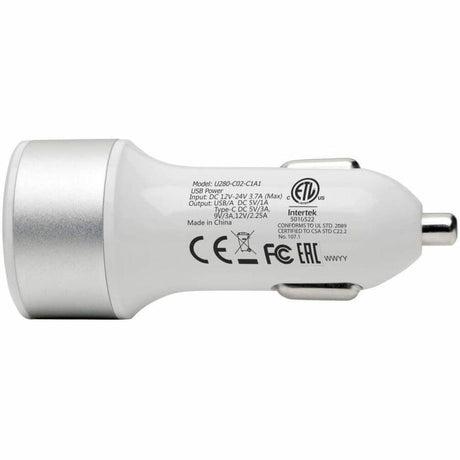 Eaton Tripp Lite Series Dual-Port USB Car Charger with PD Charging - USB Type C (27W) & USB Type A (5V 1A/5W), UL 2089 — U280-C02-C1A1